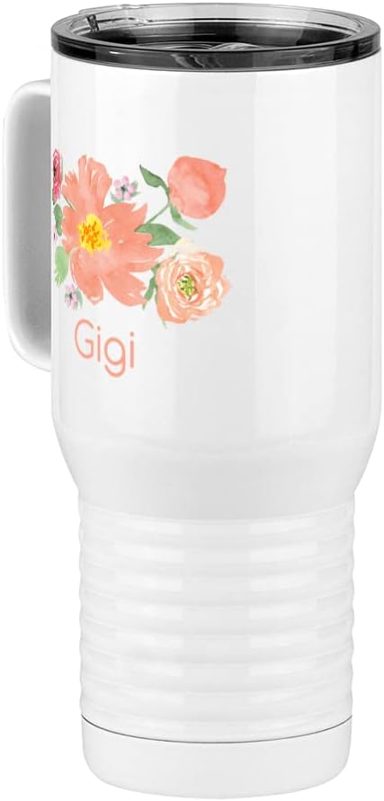 Just So Posh Gigi Flowers Tumbler, Travel Coffee Mug with Handle and Slider Lid, White 20 oz Polar Camel, Stainless Steel, Vacuum Insulated - Image 4