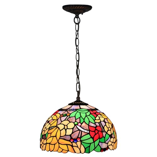 Lampe fleurs pastorales jaune de 12 pouces pour îlot de cuisine et salle à manger