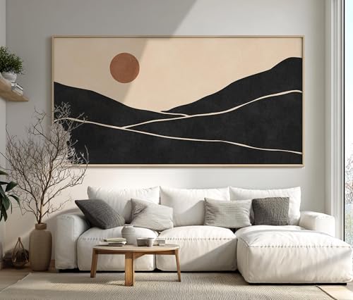 Toile imprimée abstraite de montagne TONGYINLI 50x100cm décor noir et blanc