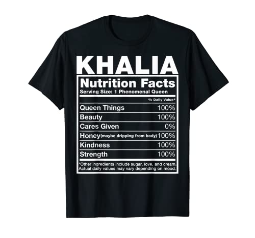 Photo de Khalia T-shirt d'anniversaire avec nom Khalia Nutrition Facts T-Shirt