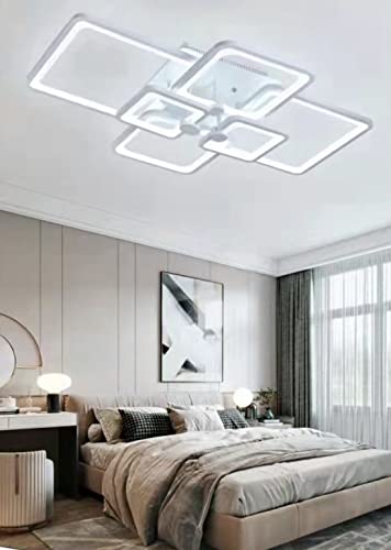 Partenopea Plafoniera Lampadario da soffitto a led con 6 Luci Quadrati Design Stile Moderno Lampada per Camera Cucina Salotto Locali Commerciali (6 Quadrati Luce Fredda)