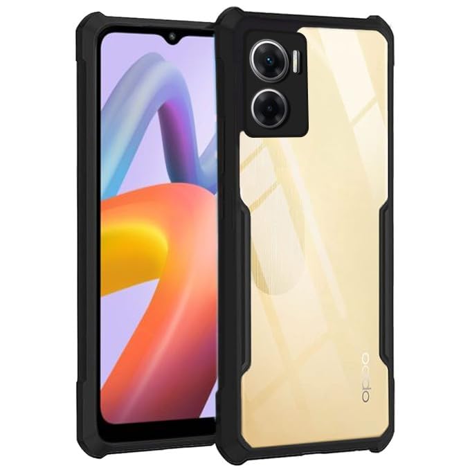 Amazon Basics Hybrid Camera Protection Transparent Hard Back Case Cover for Redmi A1 4G 2022 (Sides Black)