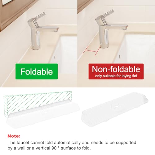 Image of Faucet Guard - 90 Foldable Draining Mat for Kitchen Sink with 2 Drain Ports, White, 17.7 inch*5.66 inch
