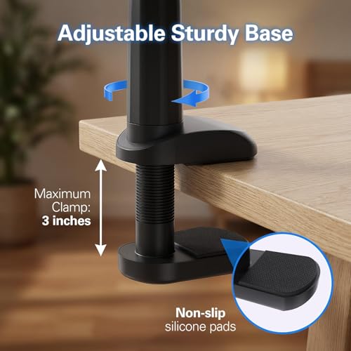 Image of MAGIPEA Gooseneck Phone Holder for Bed, 34inch Flexible Overhead Cell Phone Mount for Desk, Hands-Free Viewing Clamp Stand Compatible with iPhone 17 16 15 Pro Max and 3.5-7 inch Devices