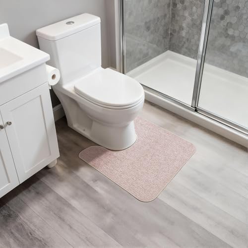 Image of Bosap Toilet Rugs U Shaped Bathroom Rug,Machine Washable Non Slip Quick Dry Super Absorbent Ultra Thin Toilet Mats for Bathroom Toilet.Beige,1'8 inchx2'(20x24inch)