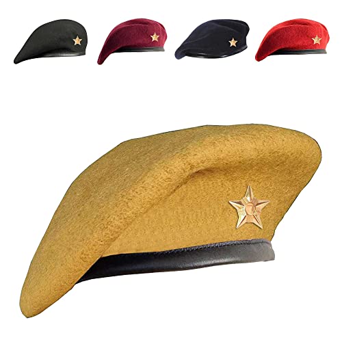 Woolen Army Style Rajputana Beret Cap for Men & Women with Star B...