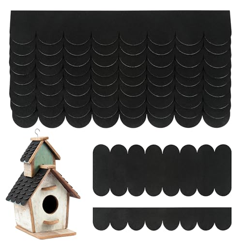 WUISOLQP 22 STK Dachschindeln für Vogelhaus Dachpappe Selbstklebend Dachpappe Vogelhaus Schindeln Vogelhaus Bitumenschindeln für Nistkästen Insektenhotels Hundehütten Kaninchenställe (Schwarz)