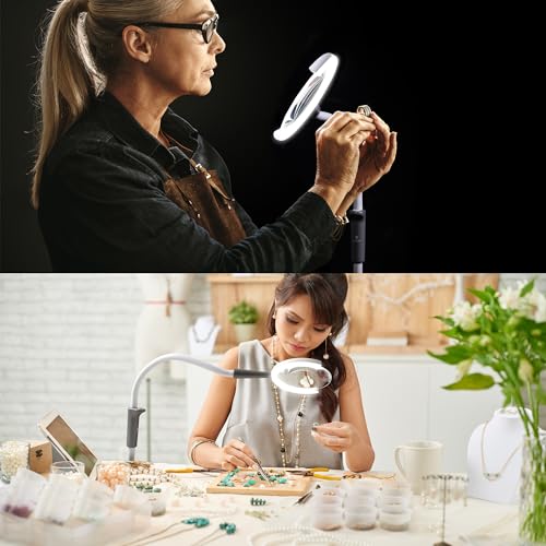 Daylight Company - Magnificent Pro - Magnifying lamp, Bright 6,000K Daylight LEDs, CRI 95+, 3 in 1 Lamp, 1.75X semi-Rimless Lens, Lumens: 600, White - Image 5