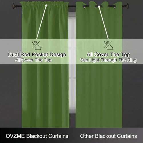 Image of Lime Blackout Curtains for Bedroom 63 Inch Length 2 Panels, Protect Privacy Thermal Insulated Solid Curtains for Living Room, Rod Pocket Window Treatment Blackout Drapes, 2x40Wx63L