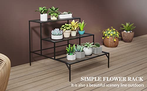 Plant Stand Indoor Outdoor - 3 Tier Metal Tall Plant Stands - Ladder Plant Holder Shelf - Multiple Planter Organizer Shelves - Flower Pot Display Rack For Living Room, Balcony, Garden, Patio, Black #TOP3