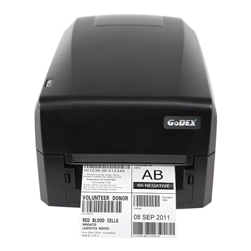 Image of McAuley Labels GoDEX GE300 Asset Tag Printer - 4 inch, 203 DPI Desktop Barcode Thermal UPS Label Printer for Shipping, Inventory, Retail - USB Ethernet