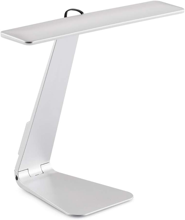 LuxLumi Sleek Study Mate LED Cordless Portable Rechargeable Battery Light Desk Lamp Ultrathin Study Lamp Dimmer Reading Light Home Decor Office Desk Dorm Room Teen Kids Bedroom Travel College (Silver)