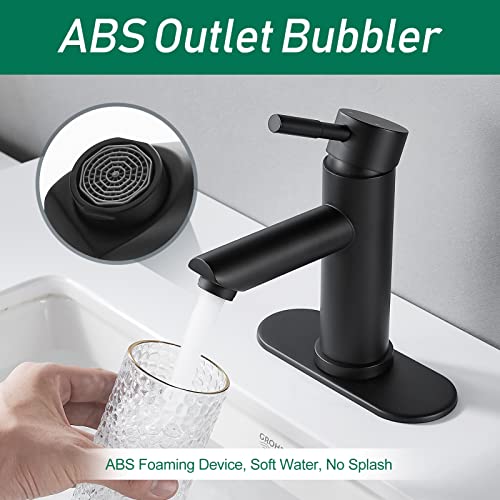 Black Bathroom Faucet Single Hole Rv Bathroom Faucet Stainless Steel Bathroom Sink Faucet 1 Hole With 3 Hole Deck Plate，Water Supply Lines With Cupc Certification #TOP1