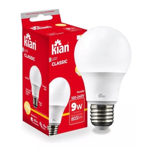 Kit de Lâmpadas LED 9W Branca Quente Bivolt - 10 Unidades