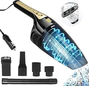 Car Vacuum Cleaner - LACOSSI Plastic Powerful Portable & Corded High Power for Quick Car Cleaning, DC 12V, 120W 5000PA,White Cleaning Xs Max Tempered Glass Screen Protector (Standard 1)