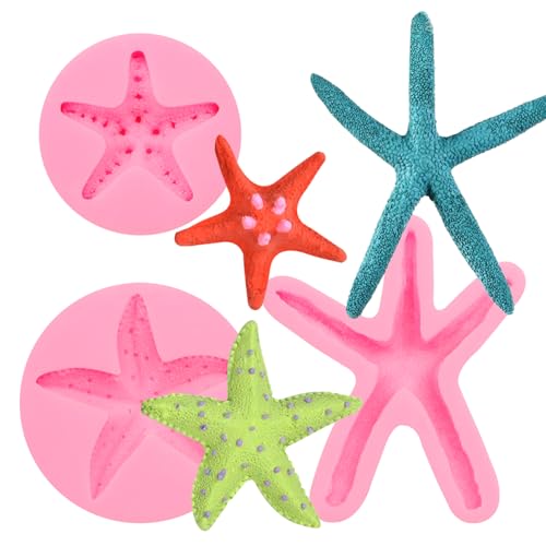 Starfish Sea Fondant Silicone Molds, 3 Packs Starfish Fondant Molds Marine Chocolate for Cake Decoration Cupcake Toppers Candy
