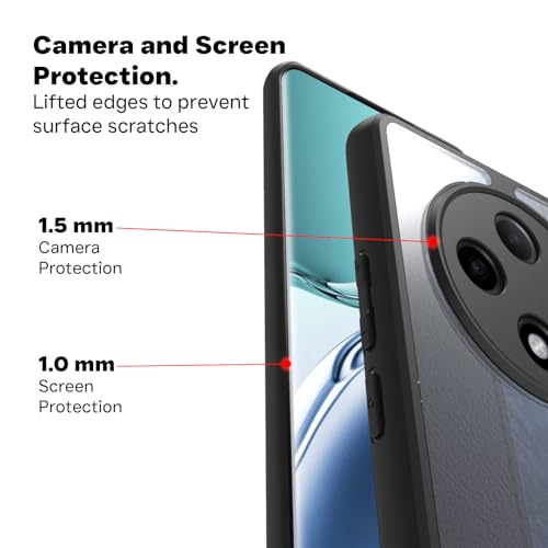 Image of RIGGEAR Shockproof Sleek Hybrid Armor Back Cover Case Compatible with Oppo F27 Pro Plus 5G (Clear PC + Black TPU Bumper)