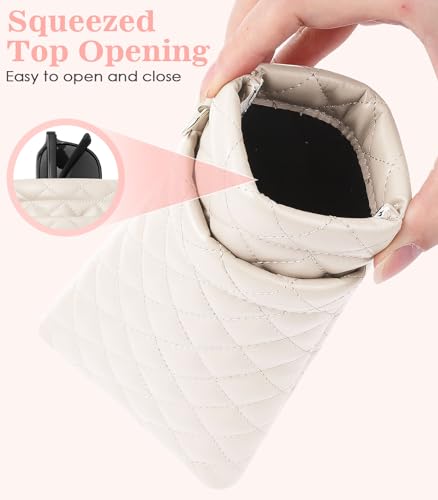 Image of MoKo Squeeze Top Glasses Pouch, Portable Leather Soft Sunglasses Case Anti-Scratch Eyeglasses Bag Goggles Sleeve