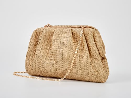 Image of BRYCTSISEN Women Straw Beach Clutch Purse Handbag Summer Elegant Vacation Style Shoulder Bag Crossbody Bag