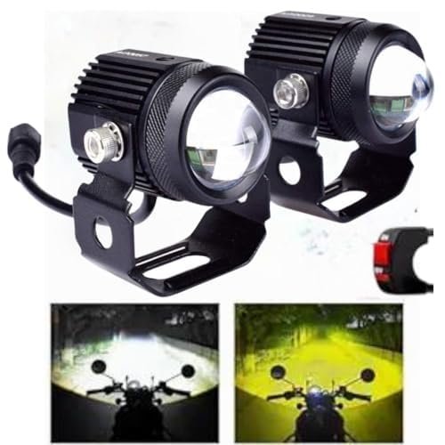 CREZYSKY LED Fog Light 40W Double Color (White & Yellow) 2 Pcs. Universal for Bike Car Scooty Projector | Dc Power 9-24V | Original Imported Super Bright Spot Flood Beam, 12 Months Warranty-image-42