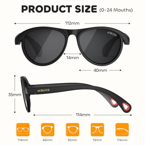 Baby Sunglasses Skin Feel Frame Polarized UV Protection Kids Glasses for Toddler Infant Boys Girls Age 0-24 Months2