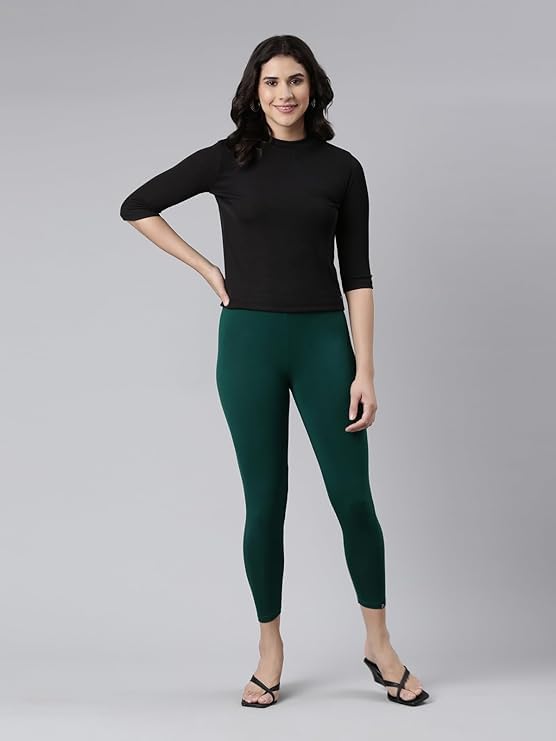 Image of Women Cotton Solid Belt Ankle Length Legging Four Way Lycra Leggings