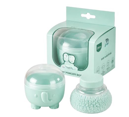 Children Powder Puff Box Set for Newborn & Kids | Powder Container with Soft Puff Applicator | Children Powder Storage Box for Gentle Daily Skin Care & Easy Application (Mint Green, Pack Of 1)-image-20