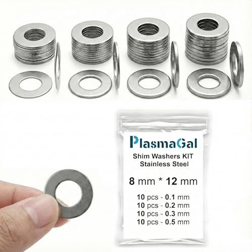 8x12mm Shim Washers Stainless Steel 40pc 0.1-0.5mm 8mm ID M8
