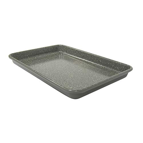 casaWare 9.75 x 6.62 x 0.75-Inch (Exterior) Toaster Oven Ultimate Series Commercial Weight Ceramic Non-Stick Coating Baking Pan (Silver Granite)