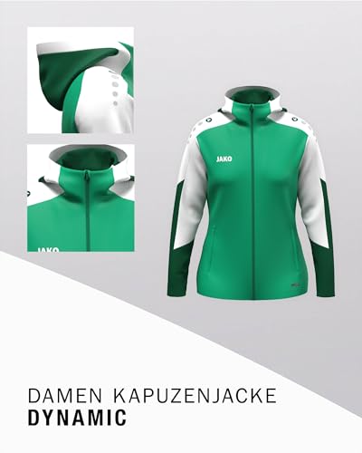 JAKO Damen Kapuzenjacke Dynamic, grün/weiß/dunkelgrün, S – Ansicht 4