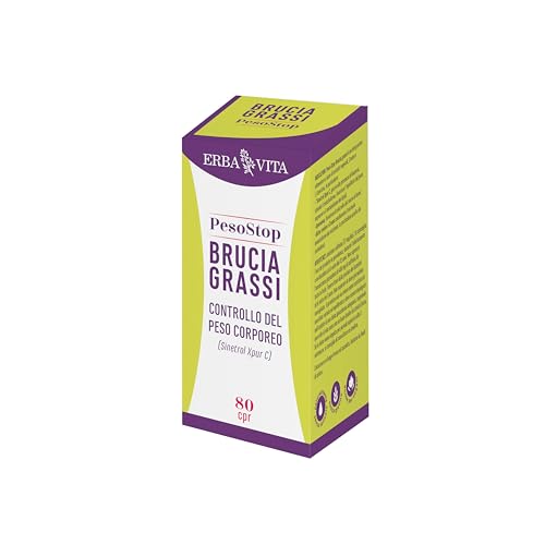 ERBA VITA Peso Stop Brucia Grassi integratore alimentare a base di estratti vegetali - 80 Compresse - Cromo e L-Carnitina ideale per un percorso di benessere e di obiettivo pesoforma