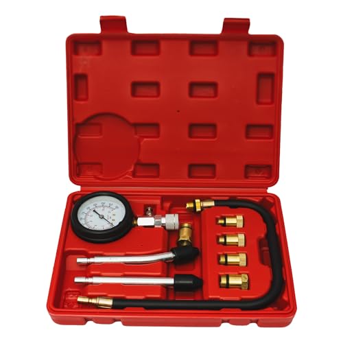 Engine Compression Tester Kit – 5 Adapters (M10, M12, M14, M16, M18) – Accurate 0-300 PSI Dual Scale Gauge – Ideal for Small Engine Diagnostics - PMD Products
