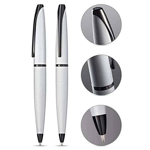 Image of Cross ATX Brushed Chrome Premium Ballpoint Pen with Black Trims - Medium Point, Smooth Black Ink, Premium Gift Boxed