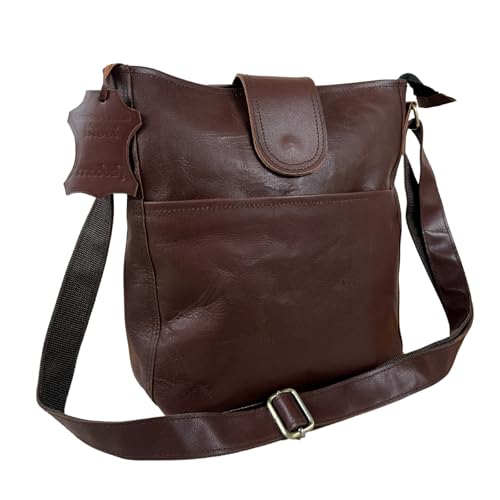 Madosh, Leather Bucket Purse Crossbody Hobo Bag Women Messenger Office Handbag Crossover Purse