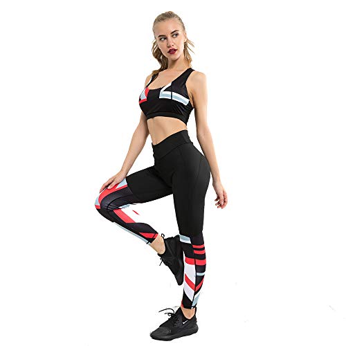 Tollmllom Women's Fitness Running Athletic Tracksuits Fashion Print Slim Yoga Clothes Set Sports Fitness Clothes Female Fitness Training Set (Size : L)