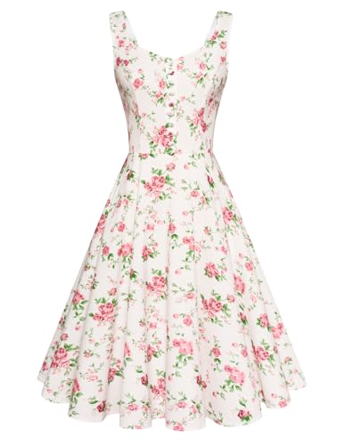 Image of Belle Poque 1950s Vintage Dress for Women Sleeveless Homecoming Dresses Cocktail Party A-Line Summer Dress