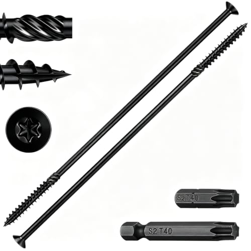 Wensilon 5/16 * 16" Black Deck Screws 10pcs 2lbs 8x400mm Lag Screws