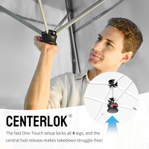 CROWN SHADES Canopy Tent, 10 x 10 Foot Portable Pop Up Outdoor Shelter with Pocket Sidewall, Push Center Lock, UV Protection, and Carry Bag, Orange