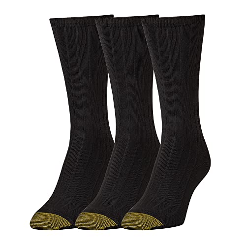GOLDTOE Women's Verona Crew Socks, 3-Pairs, Black, Shoe Size: 6-9 by GOLDTOE - Used condition - US$11.06