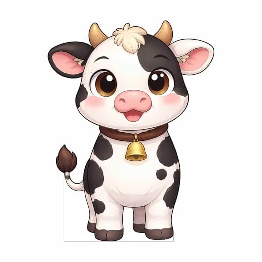 Cartoon Cow Cardboard Cutout Standee, 3 FT Life Size Cute Animal Standup with Back Support, Waterproof Corrugated Plastic Decor for Party, Event, Photo Area & Display Scene
