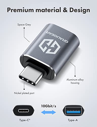 Adaptateur USB vers USB-C 10 Gbps GRAUGEAR Convertisseur Rapide USB 3.2 Gen2 Double Face