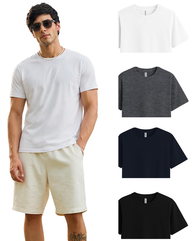 Image of Sleepynuts Men's Everyday Wear Crew Neck Regular Fit T-Shirt | Half Sleeve Solid Plain Casual T-Shirt for Men | Soft Breathable Fabric |
