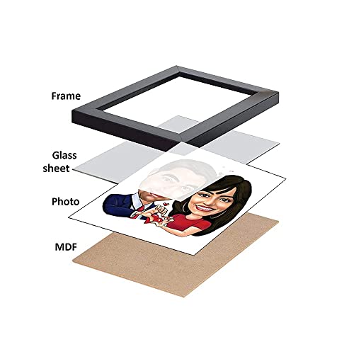 Image of DK Decors Personalized Anniversary Couple Caricature Fiber Plastic Photoframe Gifts for Your Lovable Soul (Size 8x10 Inch, Multicolor, DK005) (4x6 inch)