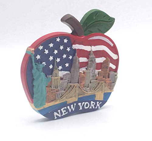 Apple Shaped New York USA 3D Fridge Magnet,Home & Kitchen Decoration Magnetic Sticker New York America Refrigerator Magnet