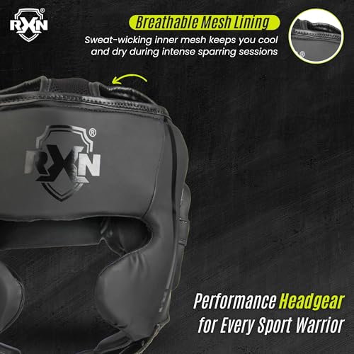 Image of RXN R1 ViperFace Head Guard - MMA Training Headgear(Black /Black,S)
