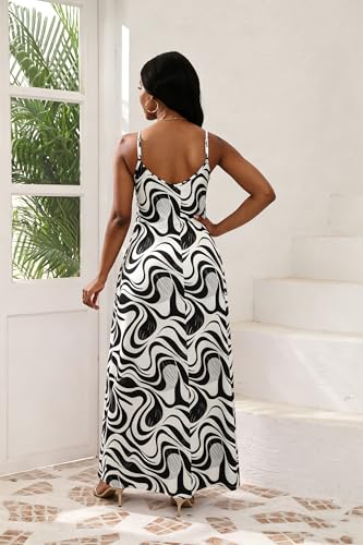 Image of vunahzma Womens Casual Fashion Sleeveless Plus Size Loose Long Sexy Maxi Dress with Pockets