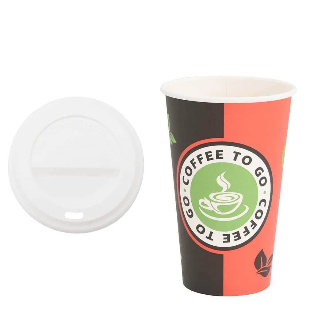 Bicchieri di carta con coperchio, 1000 pezzi, 400 ml, usa e getta, per caffè da asporto e bevande fredde, con protezione antigoccia, ideali per feste, ufficio, catering e gastronomia, in