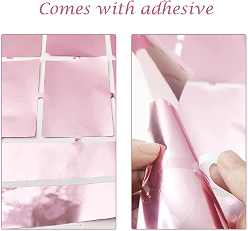 Image of AMFIN (Pack of 2) Square Foil Curtains for Birthday Decoration Photo Booth Props Backdrop Baby Shower Bachelorette Party Decorations - Rose Gold