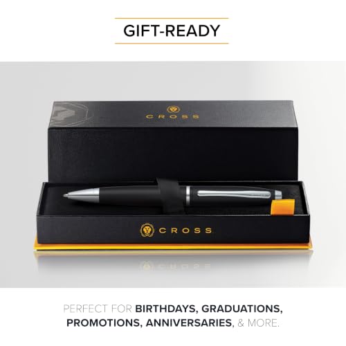 Image of Cross Calais Matte Black Refillable Ballpoint Pen - Fine Point, Black Ink, Smooth Writing, Presented in a Luxury Gift Box