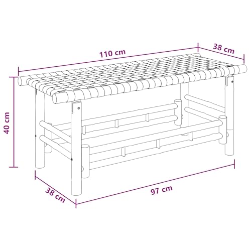 Banco de jardín de bambú natural rectangular de 110 cm resistente a la intemperie 3